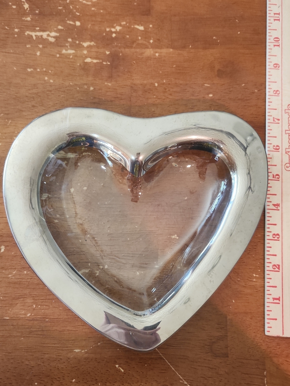 Annieglass Medium Heart Bowl Platinum Glass